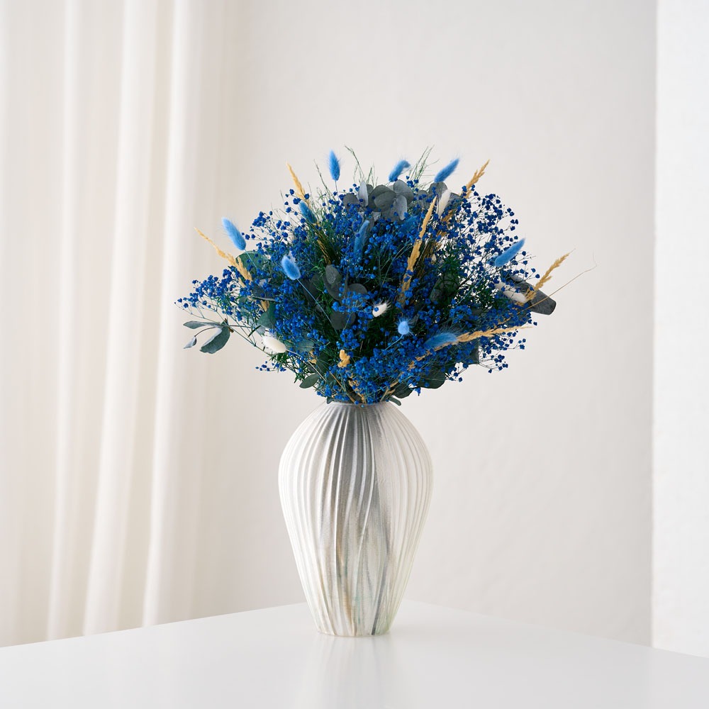 Evighetsbukett blå med torkade och långvariga blommor