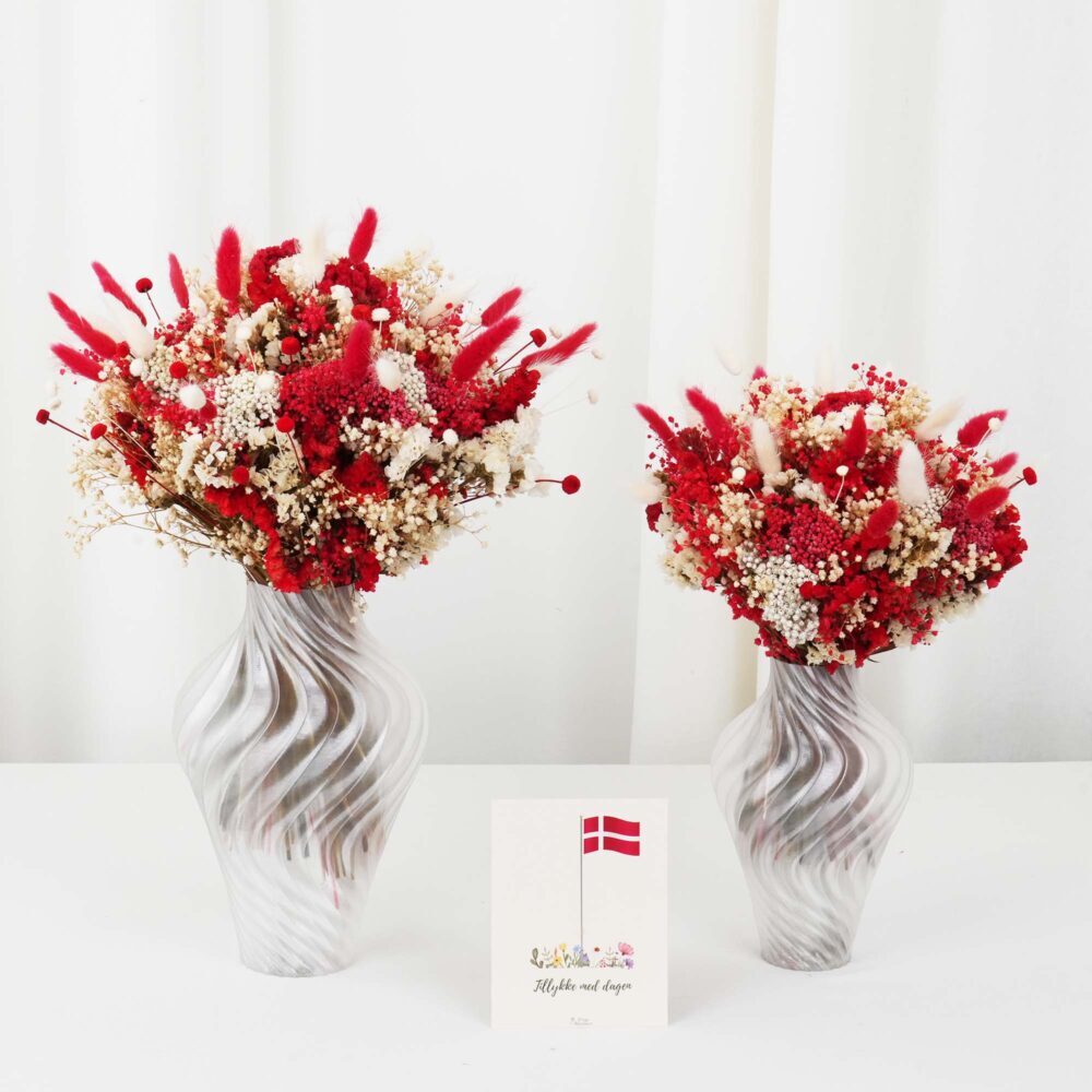 Grattis på födelsedagen blomhälsning röd och vit bukett